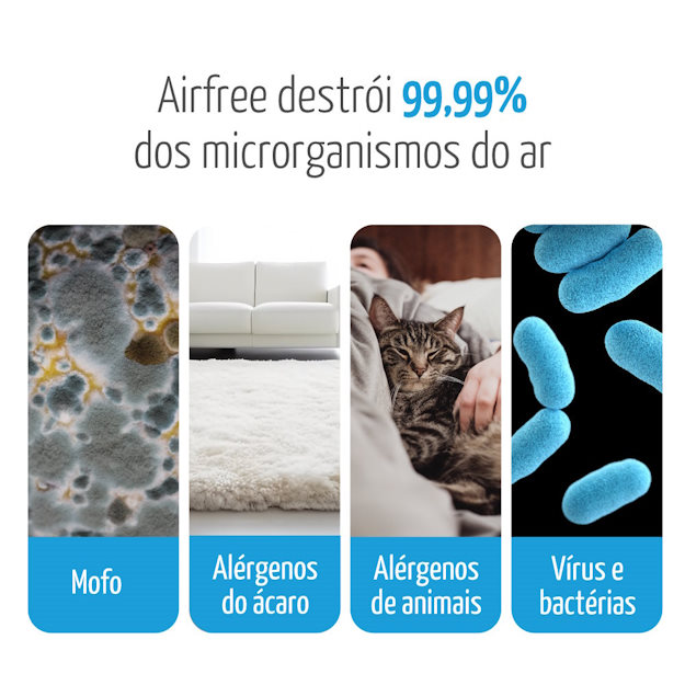 purificador de ar airfree destroi microorganismos do ar