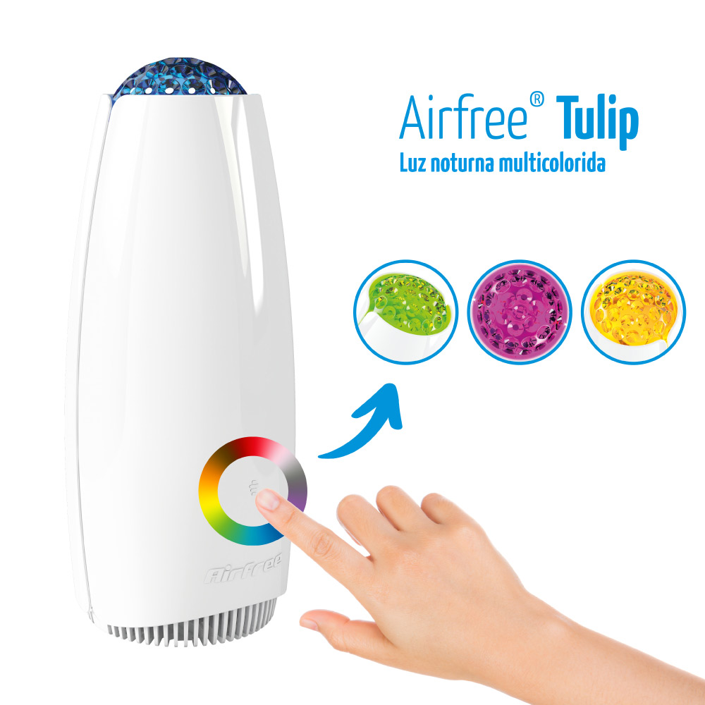 o airfree tulip possui uma luz noturna multicolor